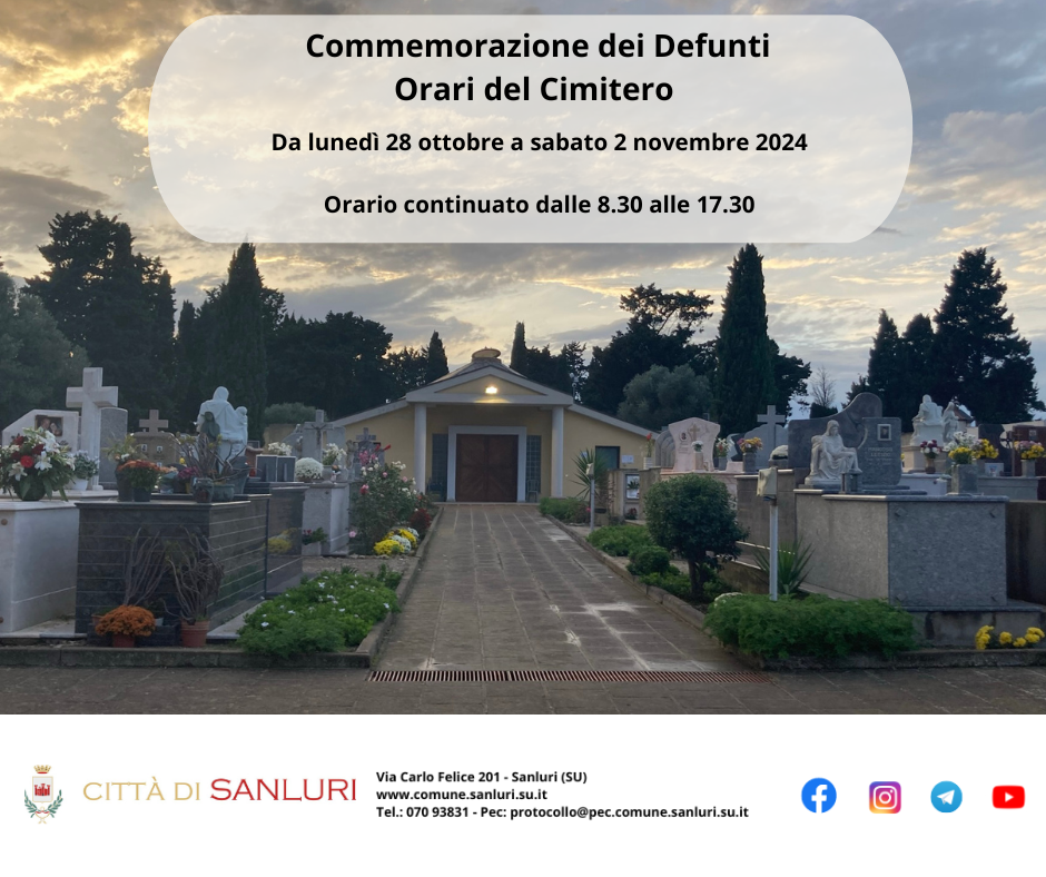 Commemorazione defunti orari cimitero 2024